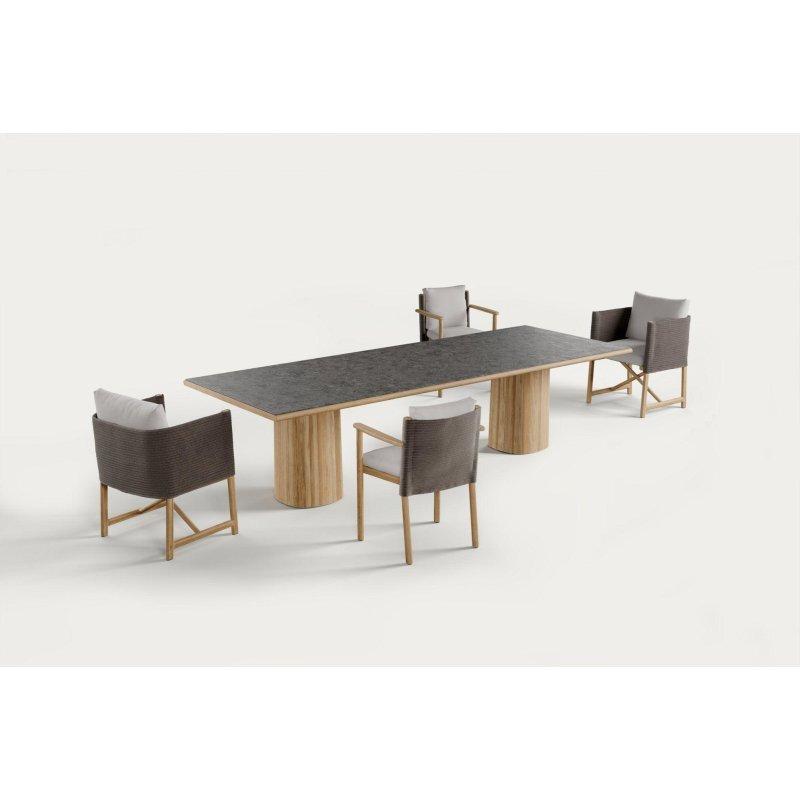 Teak ve Seramik Seramik Masa - 89443