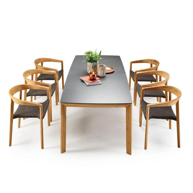 Teak ve Seramik Yemek Masası 160-220 x 100 cm - 89227