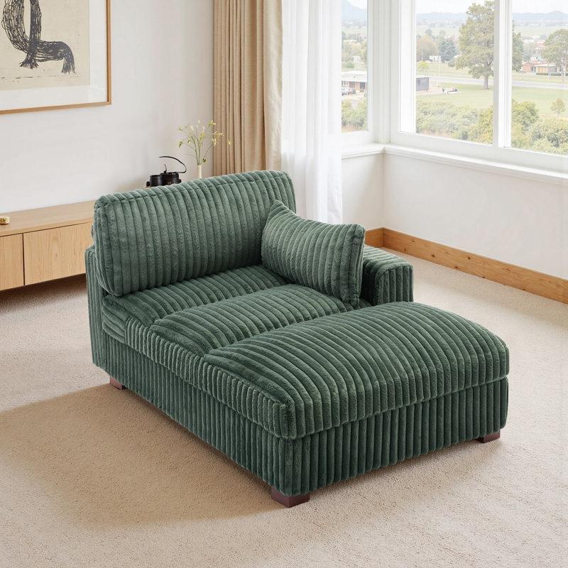 Tek Kollu Kare Kolçaklı Flanel Kumaş Kaplamalı Puf Dinlenme Koltuğu-89 x 105 x 166 cm - 109409