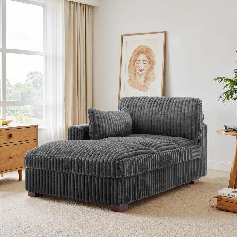Tek Kollu Puf Dinlenme Koltuğu, Flanel Kumaş Kaplama ve Yastıklı-89 x 105 x 165 cm - 109442