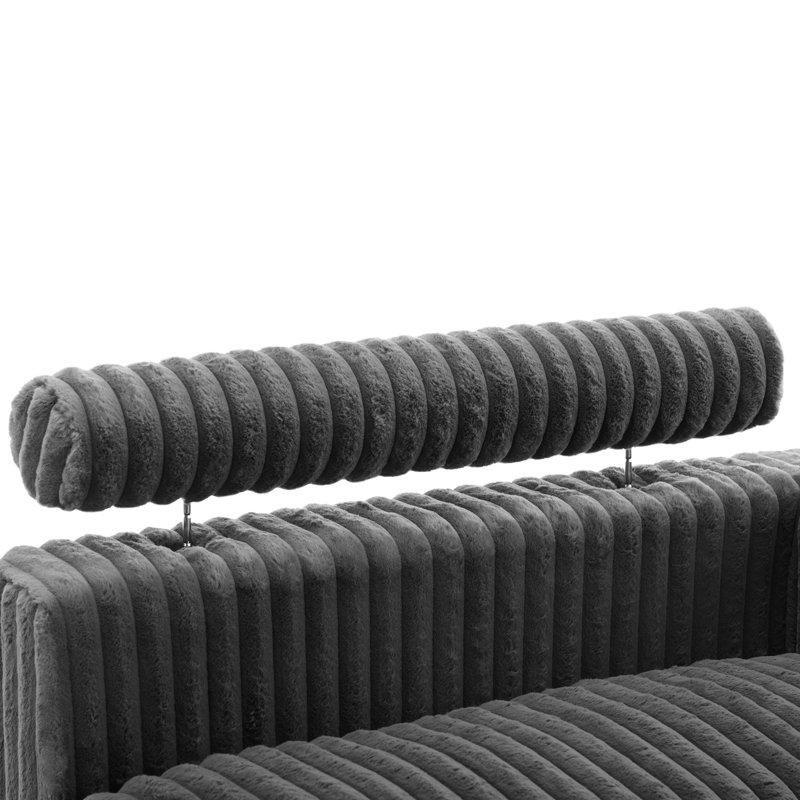 Tek Kollu Puf Dinlenme Koltuğu, Flanel Kumaş Kaplama ve Yastıklı-89 x 105 x 165 cm - 109442