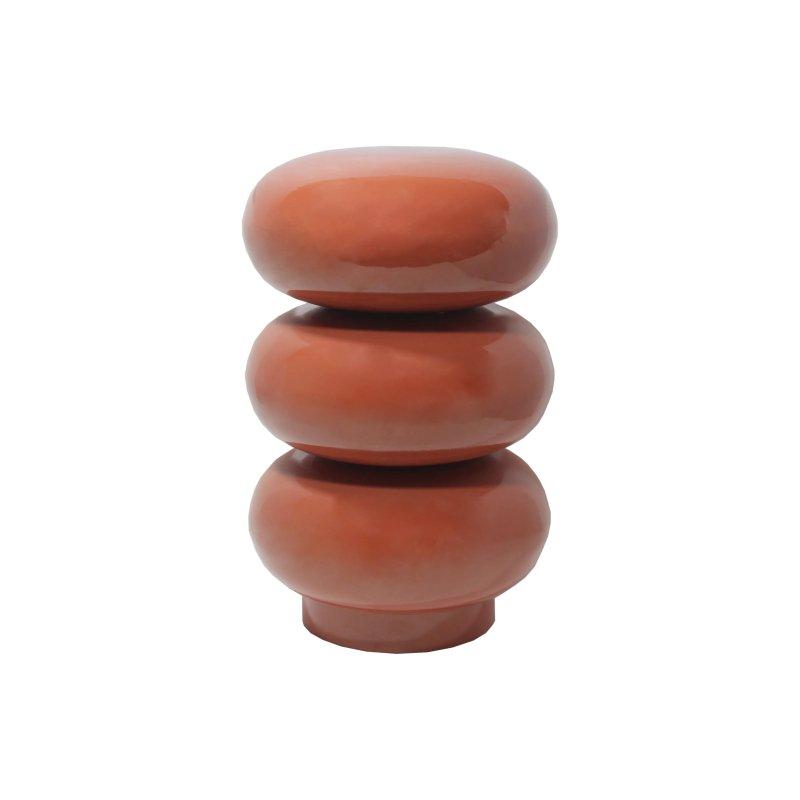 Terracotta Metal Kavisli Tasarım Yan Sehpa-33x51x33 cm - 110255