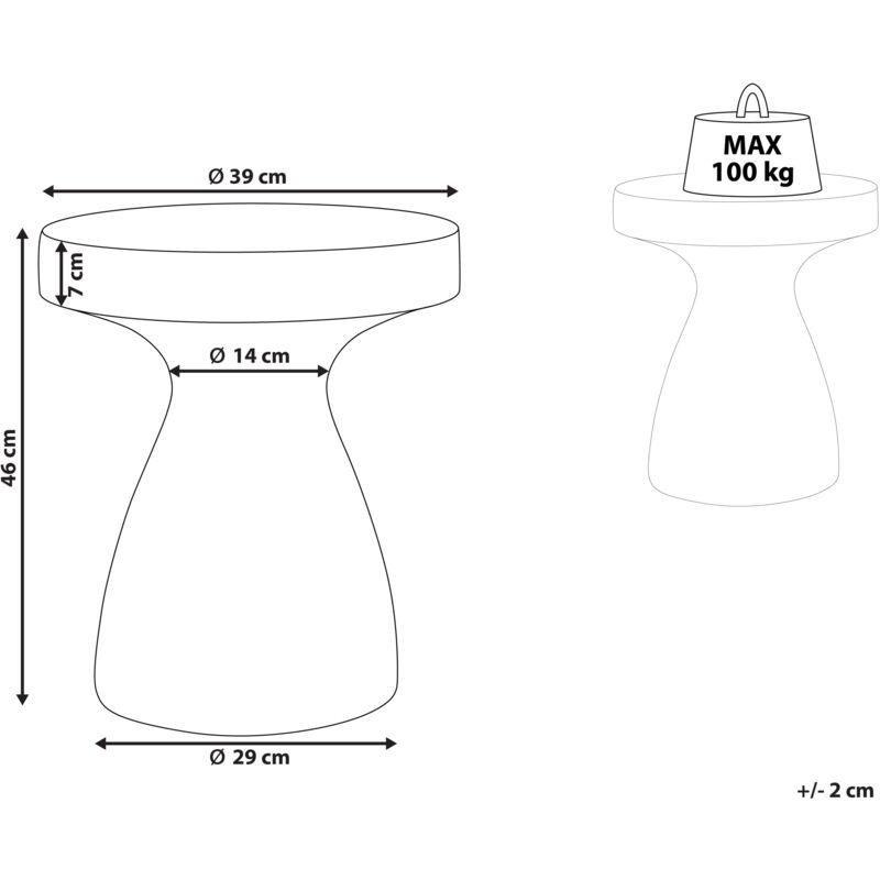 Terrazzo Beyaz MgO Terrazzo Efektli Traverten Yan Sehpa-39x39x46 cm - 111988