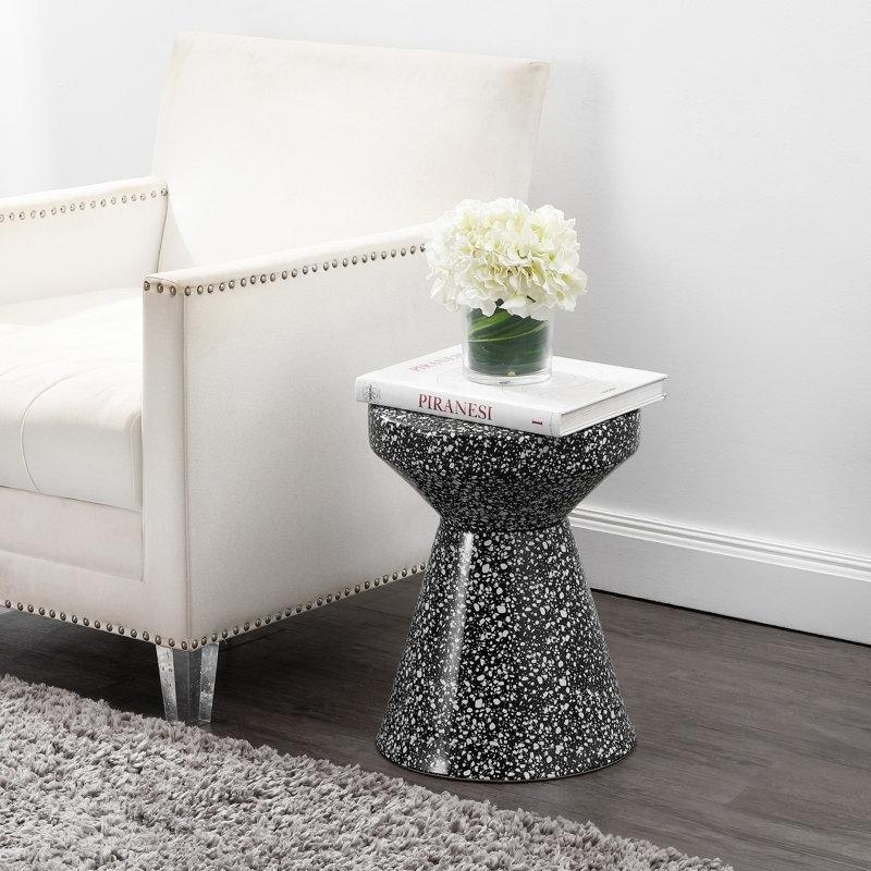 Terrazzo Orta Sehpa Siyah Beyaz 45 cm - 105694