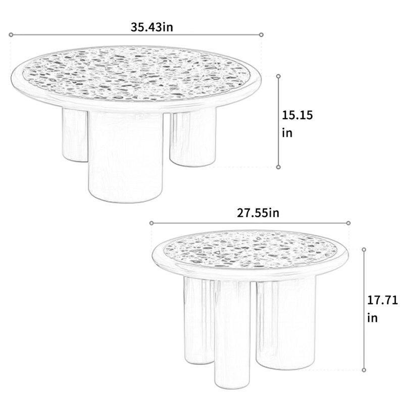 Terrazzo Orta Sehpa Yeşil Krem 90x90x38 cm - 105664