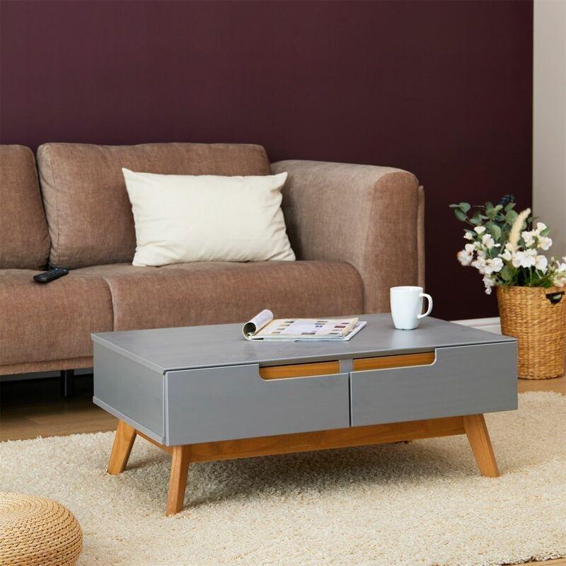 Tibor Masif Çam Orta Sehpa 60x41 cm Gri - 103181