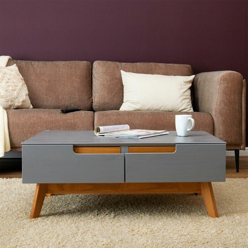 Tibor Masif Çam Orta Sehpa 60x41 cm Gri - 103181