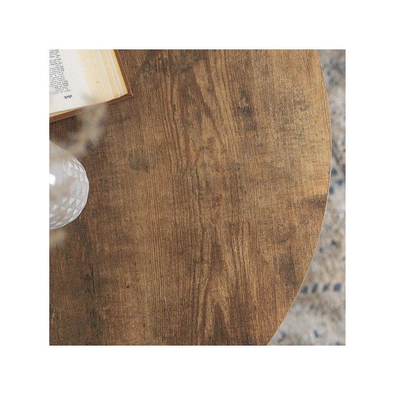 Tim Max Rustik Meşe Yuvarlak Orta Sehpa 80x46 cm Siyah Metal Ayaklı - 102225