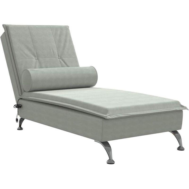 Titreşimli Masajlı Açık Gri Kadife Dinlenme Koltuğu 136,5 x 56 x 75 cm - 109129