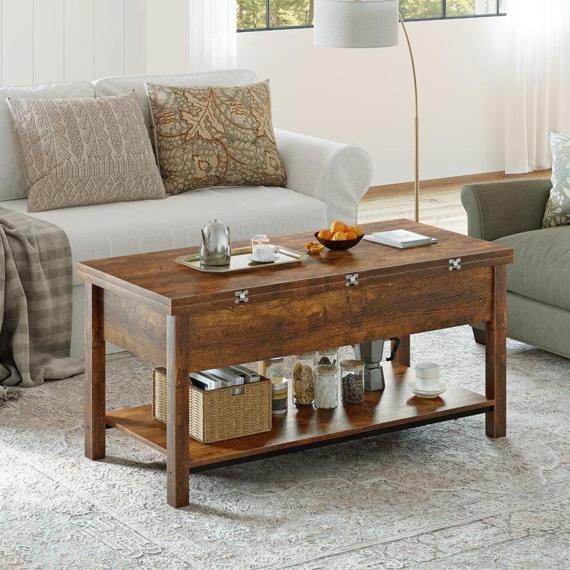 Torron Endüstriyel Ahşap Açılır Akıllı Sehpa 42x20 cm Kahverengi - 101430
