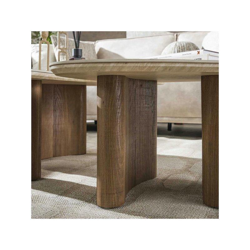 Travertine Desenli 2'li Zigon Sehpa 88x44 cm Kahverengi - 106588