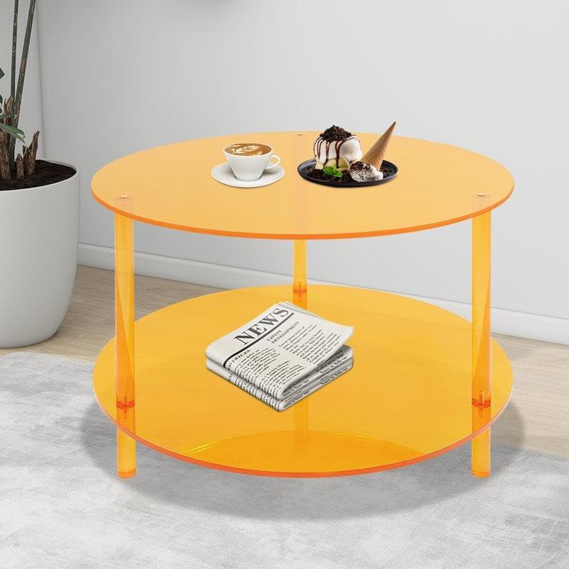 Turuncu 60 cm Yuvarlak 2 Katlı Plastik Orta Sehpa - 105829