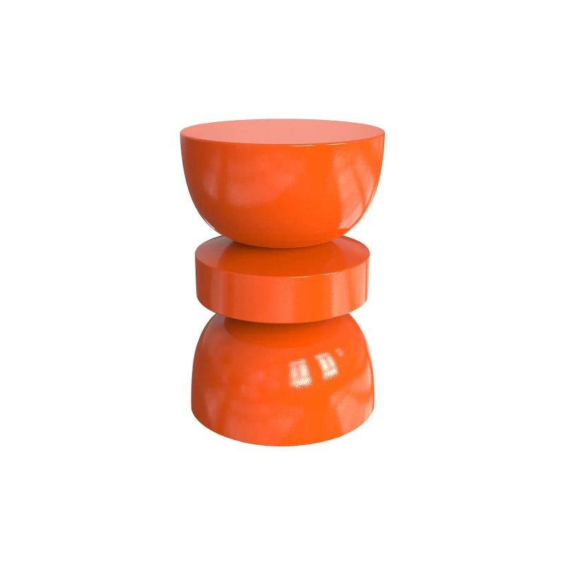Turuncu Metal Parlak Yüzey Tasarım Yan Sehpa-30x45x30 cm - 110183