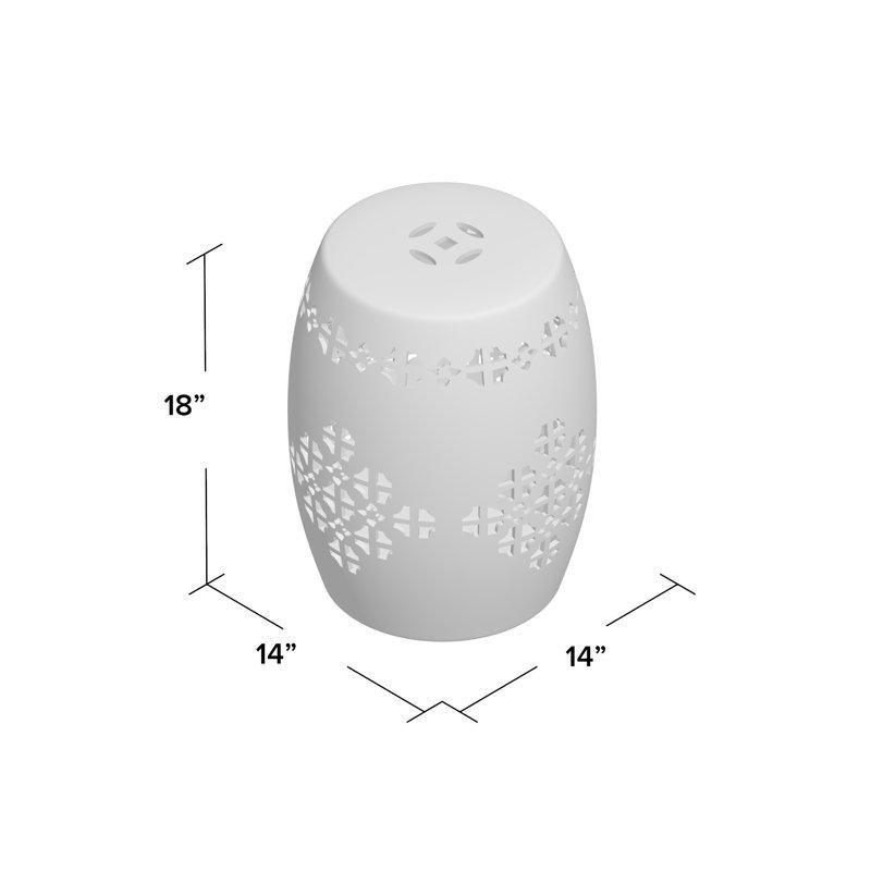 Turuncu Seramik Delikli Geometrik Seramik Yan Sehpa-46x36x36 cm - 113406