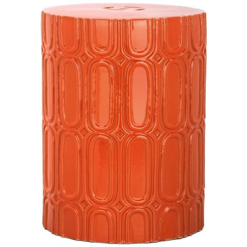 Turuncu Seramik Geometrik Desenli Seramik Yan Sehpa-41x31x31 cm - 113460