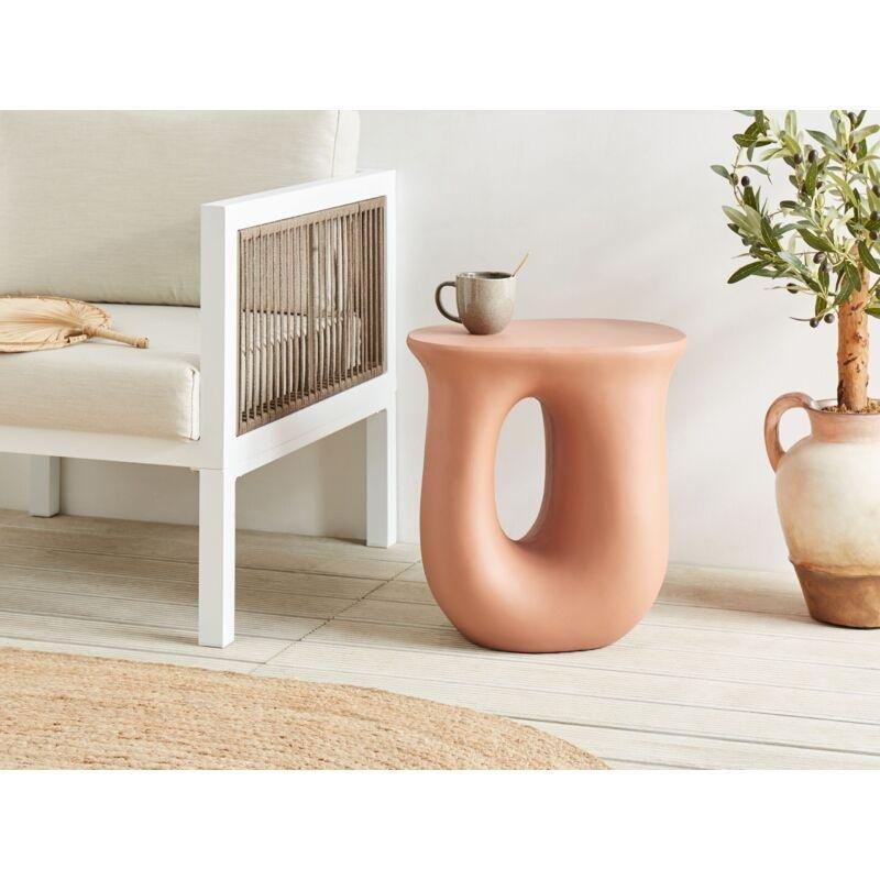 Turuncu Seramik UV Dayanımlı Traverten Yan Sehpa-28x42x46 cm - 112005