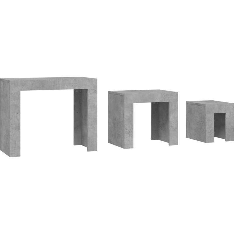 Üçlü Gri Beton Görünümlü Zigon Sehpa Seti 61x30x50 cm - 106848