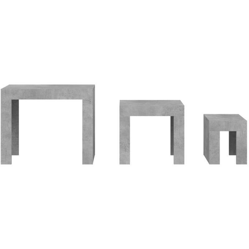 Üçlü Gri Beton Görünümlü Zigon Sehpa Seti 61x30x50 cm - 106848