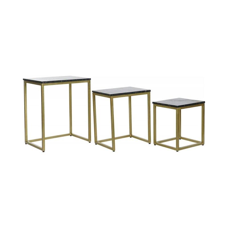 Üçlü Mermer Zigon Sehpa Gold Metal Ayaklı 50x35x60 cm - 106348