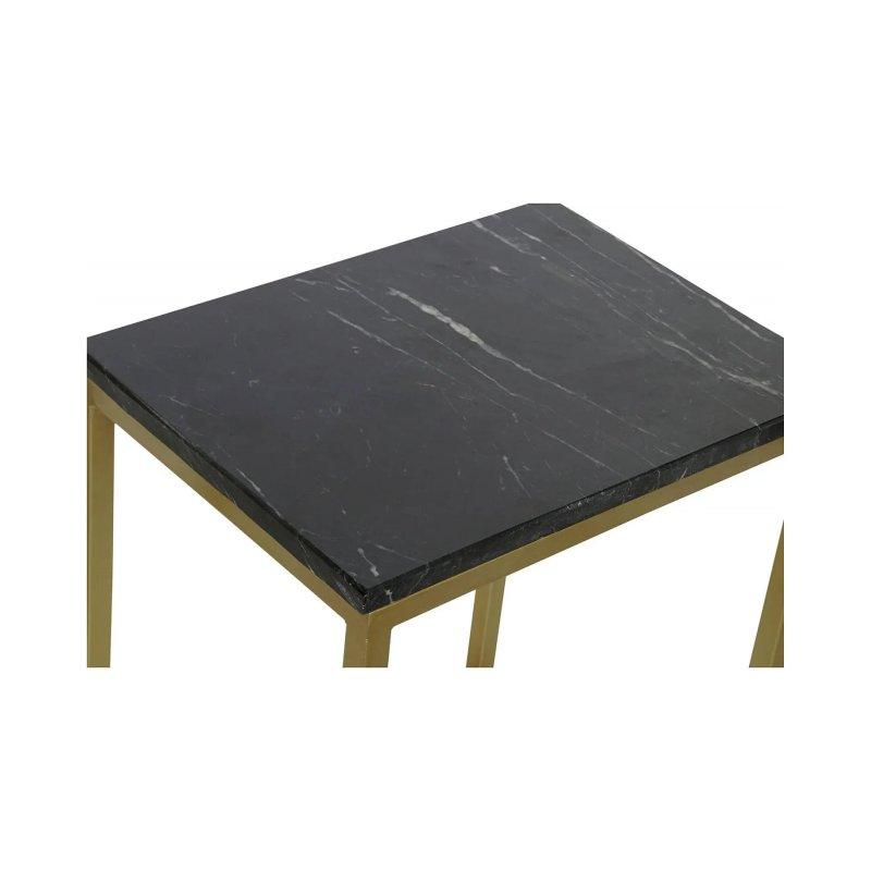 Üçlü Mermer Zigon Sehpa Gold Metal Ayaklı 50x35x60 cm - 106348