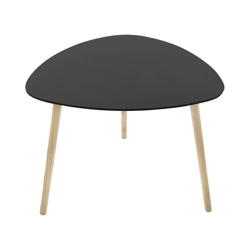 Üçlü Siyah Ahşap Zigon Sehpa 60x60x45 cm Kauçuk Ağacı Ayaklı - 106396