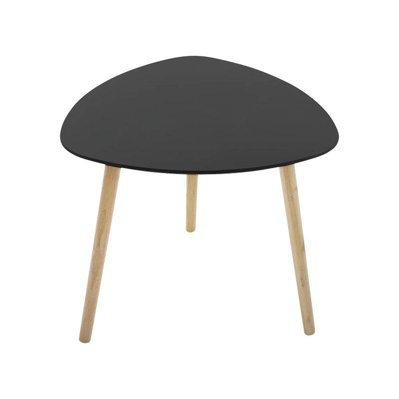 Üçlü Siyah Ahşap Zigon Sehpa 60x60x45 cm Kauçuk Ağacı Ayaklı - 106396