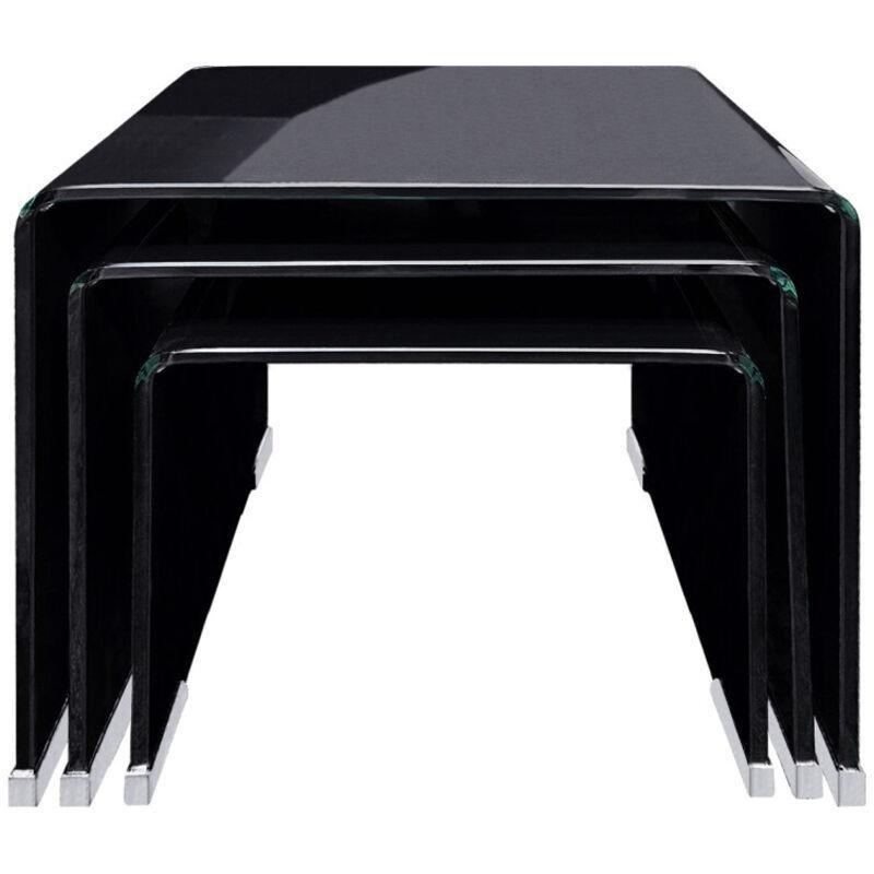 Üçlü Siyah Temperli Cam Zigon Sehpa 41x30x37 cm - 107240
