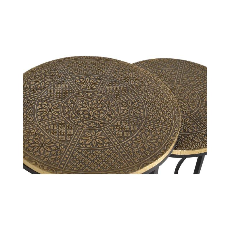 Üçlü Yuvarlak Metal Zigon Sehpa Takımı Gold Siyah 44 cm - 106264