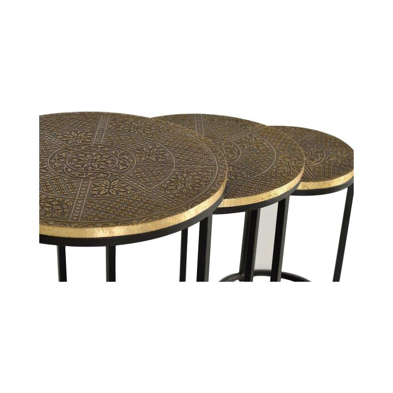 Üçlü Yuvarlak Metal Zigon Sehpa Takımı Gold Siyah 44 cm - 106264
