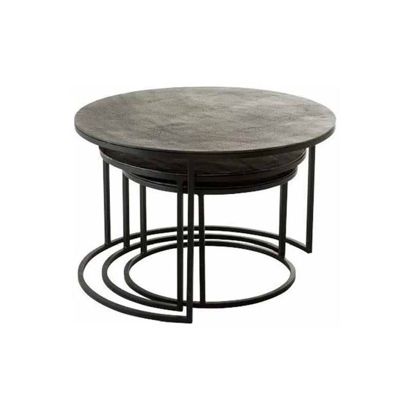 Üçlü Yuvarlak Siyah Metal Zigon Sehpa 80 cm - 106456