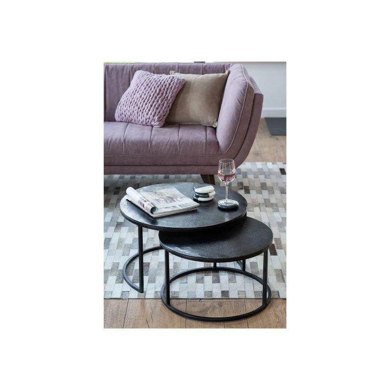 Üçlü Yuvarlak Siyah Metal Zigon Sehpa 80 cm - 106456
