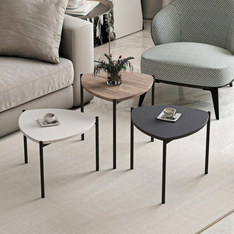 Üçlü Zigon Sehpa 45x45 cm MDF Beyaz Ceviz Antrasit - 107198