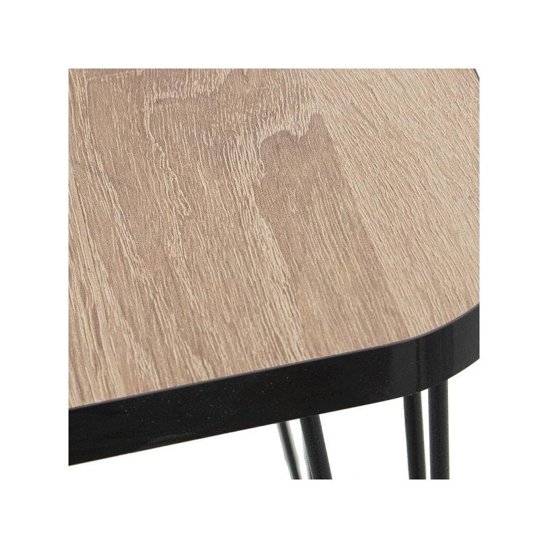 Üçlü Zigon Sehpa Ahşap Metal Ayaklı Kahverengi 60x37x53 cm - 106354