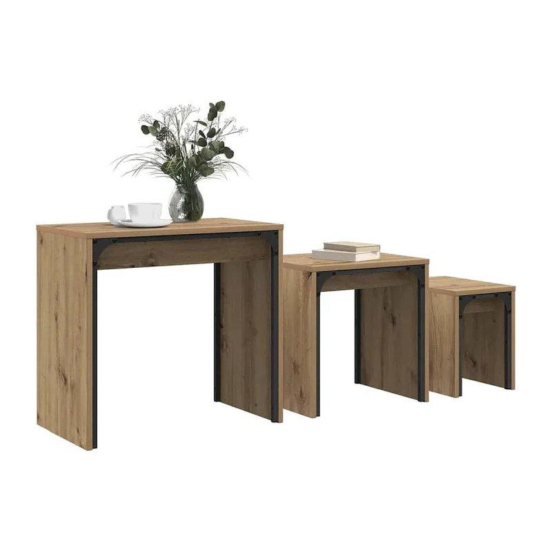 Üçlü Zigon Sehpa Meşe 60 x 35 x 56 cm - 106165