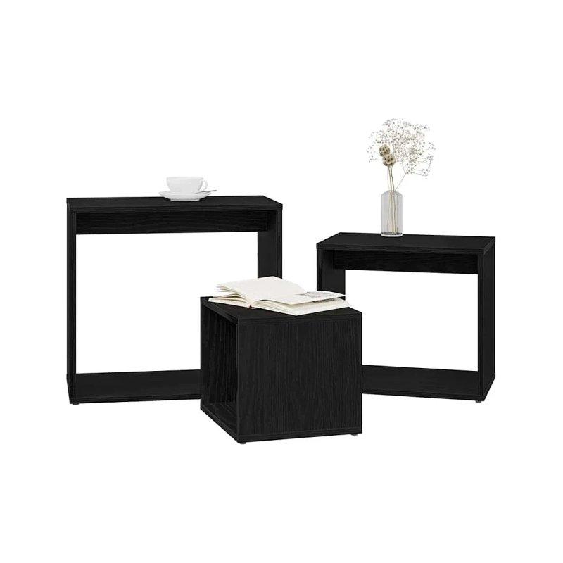 Üçlü Zigon Sehpa Siyah Meşe 55 cm - 106195