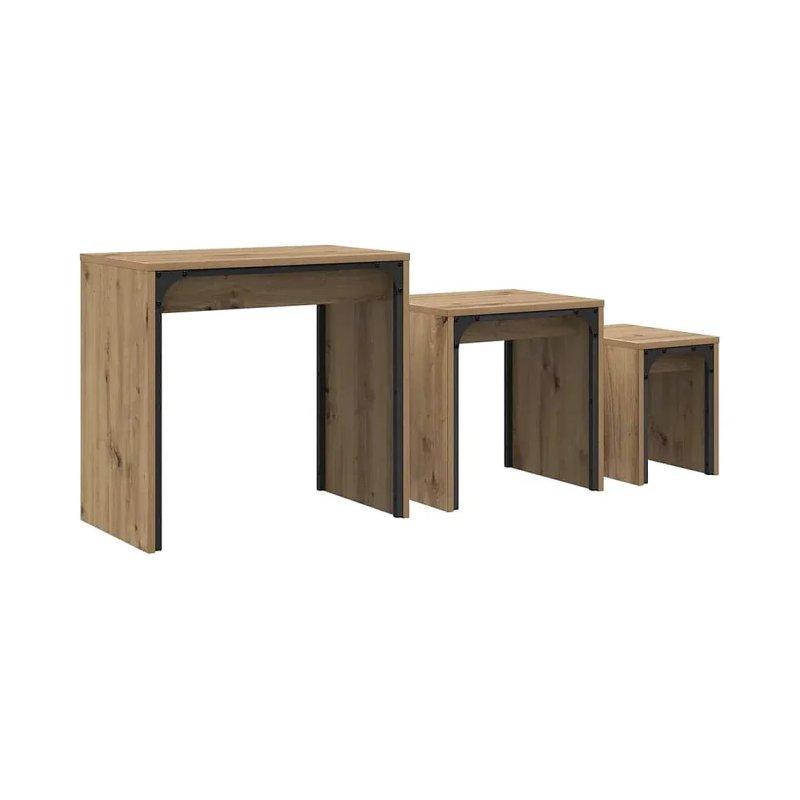 Üçlü Zigon Sehpa Zanaatkar Meşe 60 x 35 x 56 cm - 106207