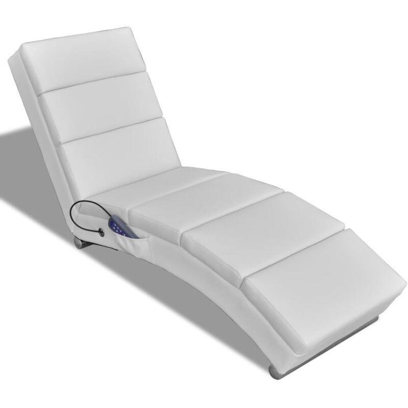 USB Isıtmalı Masajlı Dinlenme Koltuğu Beyaz Simili Deri 51x155x73 cm - 108927