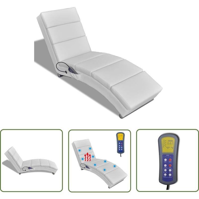 USB Isıtmalı Masajlı Dinlenme Koltuğu Beyaz Simili Deri 51x155x73 cm - 108927