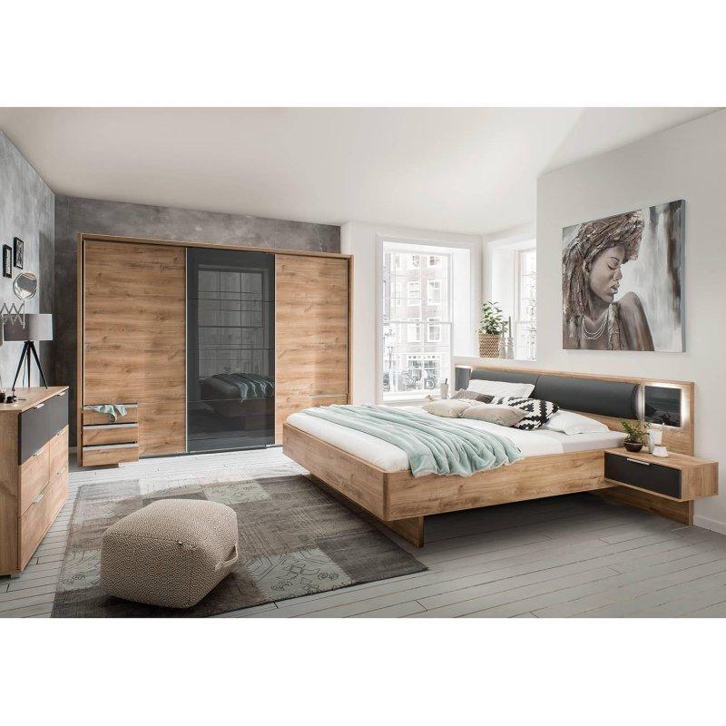Valencia II Endüstriyel Ahşap 3 Kapılı Gardrop 270x210 cm Plankeneiche-Antrasit - 90769