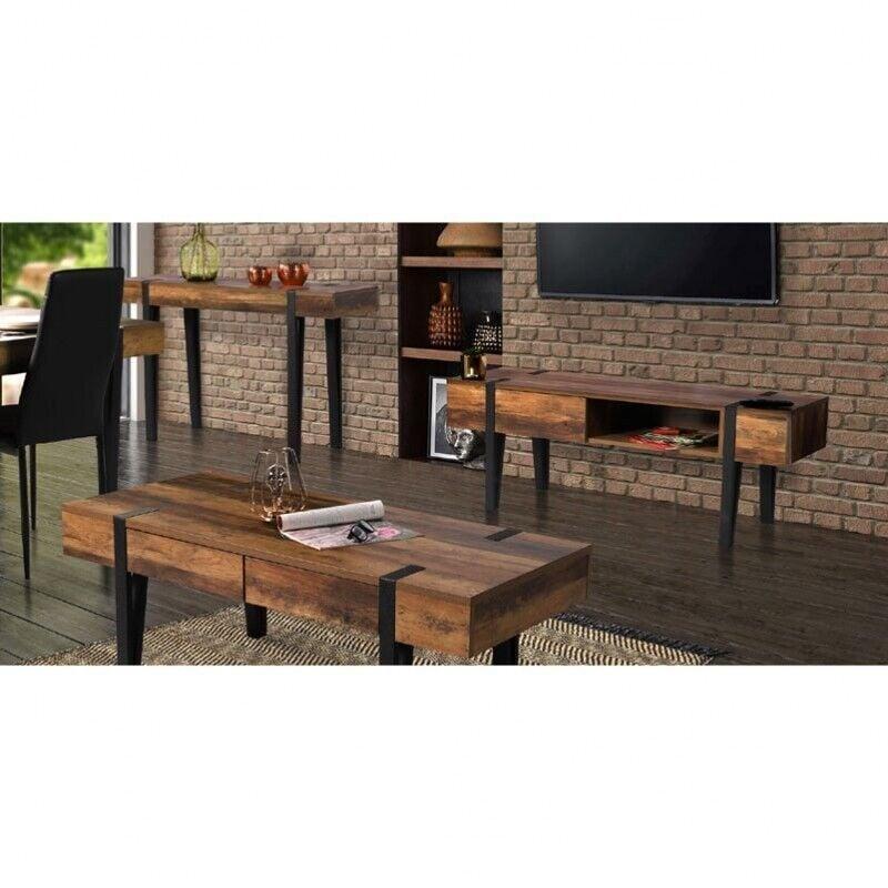 Vanoise Ahşap Metal Orta Sehpa 120x55x40 cm Bej Siyah - 103401