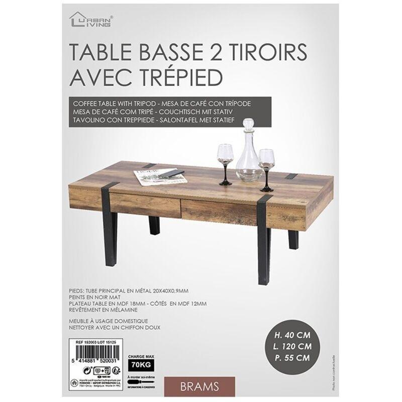 Vanoise Ahşap Metal Orta Sehpa 120x55x40 cm Bej Siyah - 103401