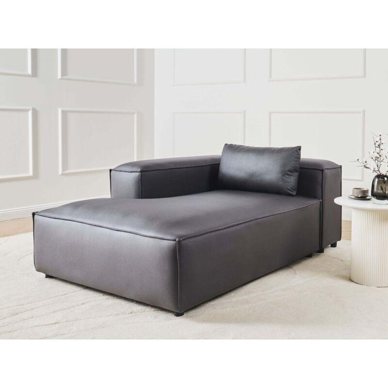 Vegan Deri Sağ Kollu Modern Dinlenme Koltuğu Siyah 121x184x70 cm - 108937