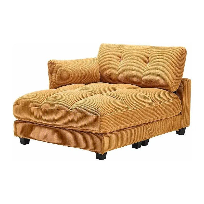 Velur Kumaş 2 Kişilik Dinlenme Koltuğu Hardal Sarı-140x81x112 cm - 110024