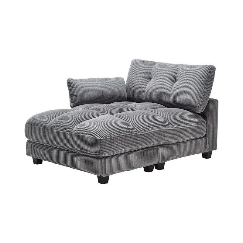 Velvet Kumaş Dinlenme Koltuğu, Bardaklıklı ve Yan Cepli Gri-140x81x112 cm - 109736