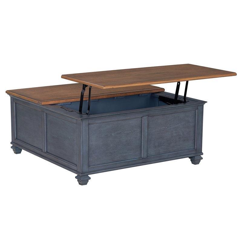 Wauneta Kare Açılır Akıllı Sehpa Endüstriyel Ahşap 102x45x102 cm Mavi - 101193