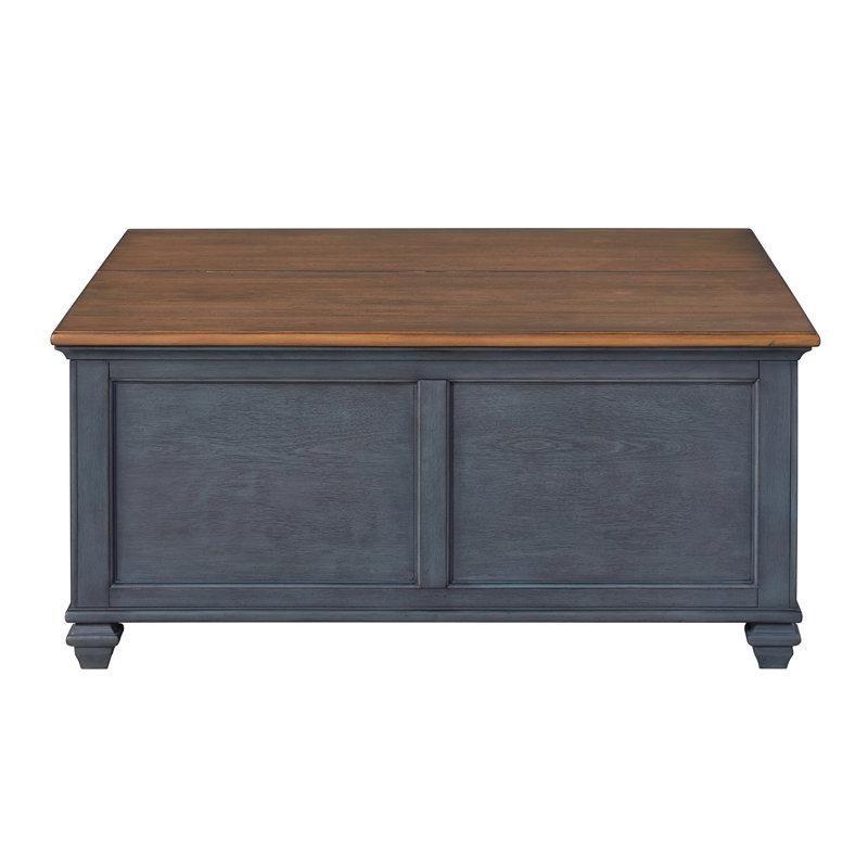 Wauneta Kare Açılır Akıllı Sehpa Endüstriyel Ahşap 102x45x102 cm Mavi - 101193