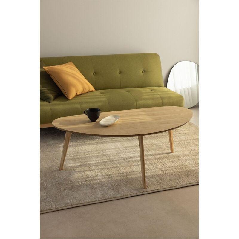 Yavik MDF ve Ahşap Oval Orta Sehpa 120x60 cm Kahverengi - 103265