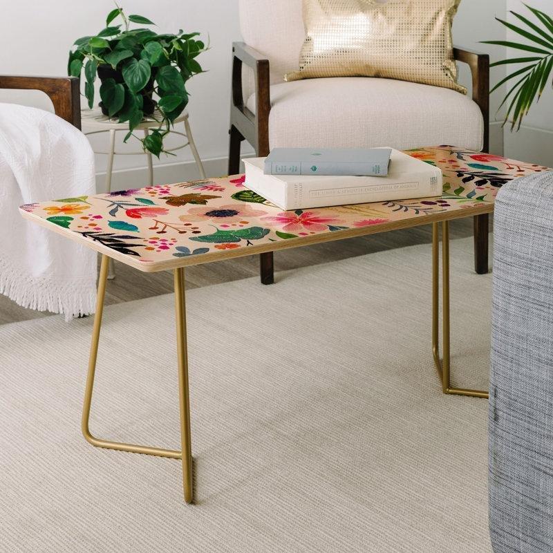 Yeşil Bej Pembe Dikdörtgen Orta Sehpa 97x49x49 cm - 105493