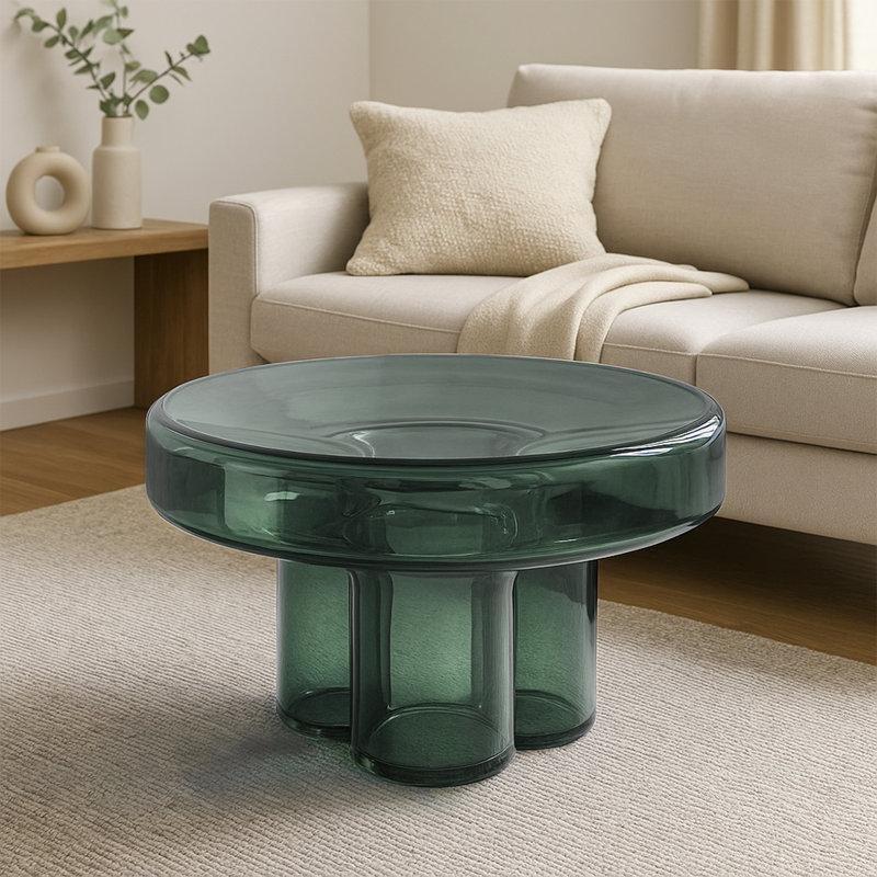Yeşil Cam Orta Sehpa 53x53x33 cm - 104467
