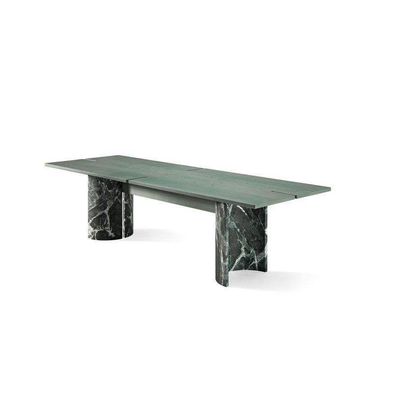 Yeşil Dişbudak ve Verde Alpi Mermer Masa 228x80 cm - 92149